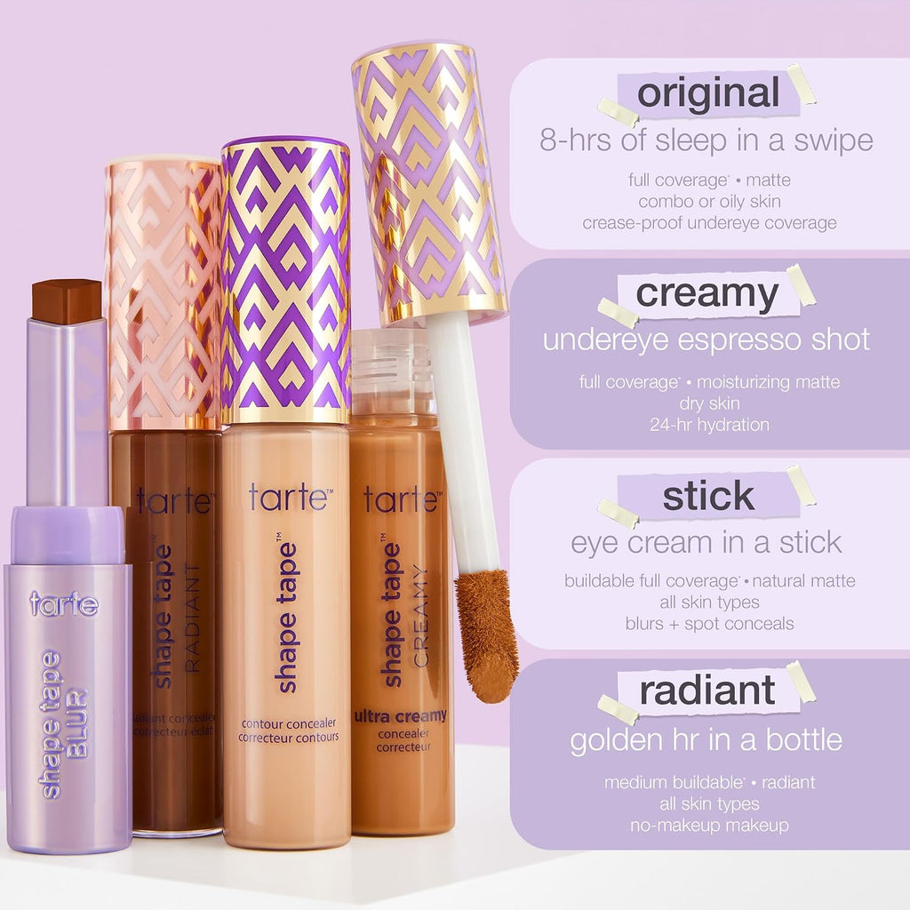 Tarte Shape Tape Concealer – Full-Coverage Creaseless Soft Matte Finish, Brightening Under-Eye & Face Makeup, 16Hr Longwear, Vegan & Cruelty-Free