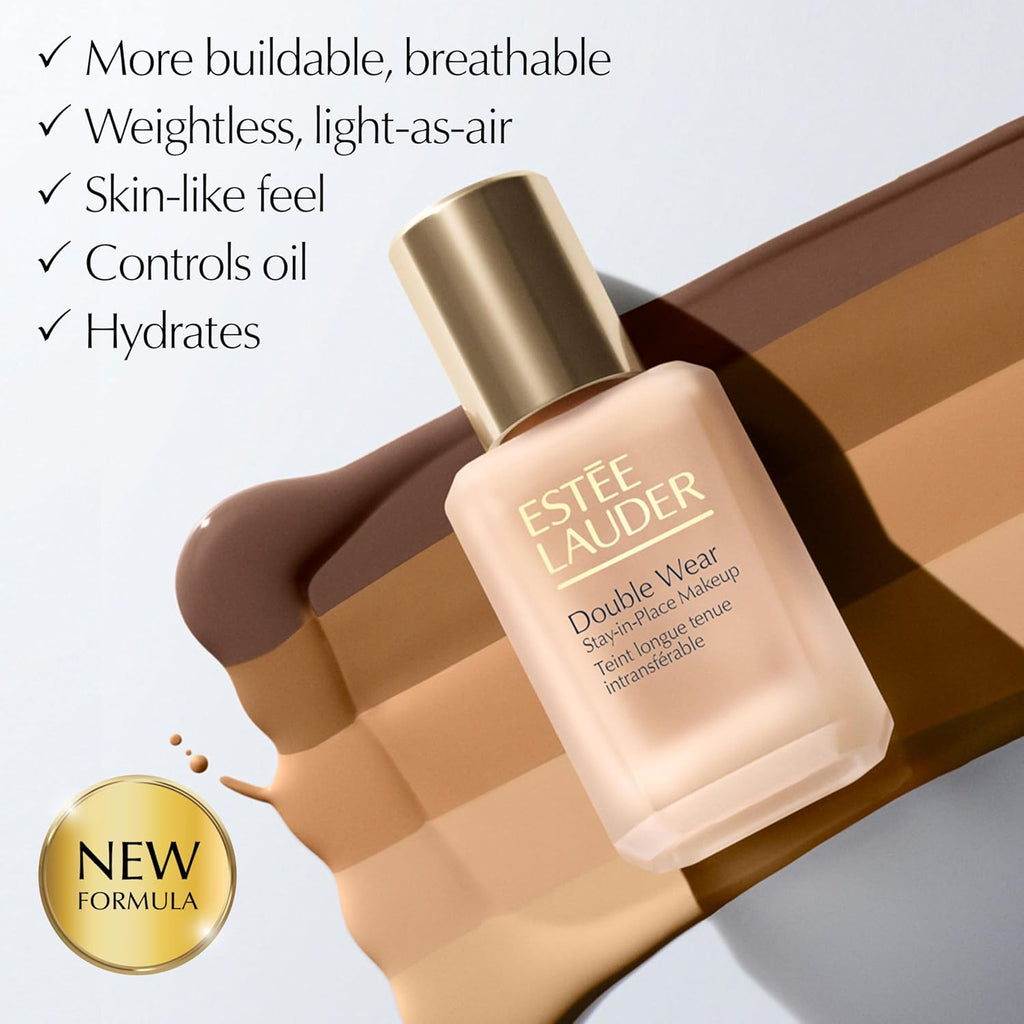 Estée Lauder Double Wear Stay-In-Place Foundation Makeup | 36-Hour Long-Wear Oil-Free Liquid Matte Foundation | Hydrating, Breathable, Buildable | New Formula