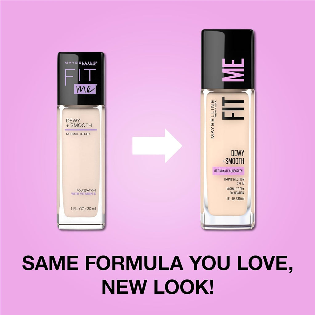 Maybelline Fit Me Dewy + Smooth Liquid Foundation Makeup, Java, 1 Count (Packaging May Vary)