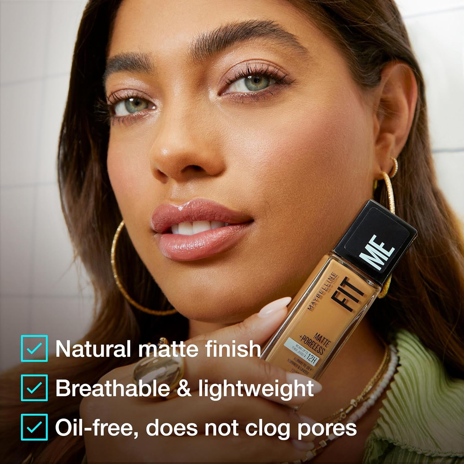 Maybelline Fit Me Matte + Poreless Liquid Oil-Free Foundation Makeup, Ivory, 1 Count (Packaging May Vary)